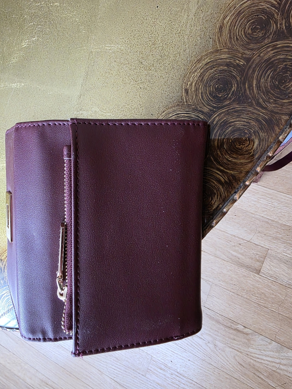 Anne Klein Plum Wallet with Gold-Tone Turn Lock - Picture 4 of 7